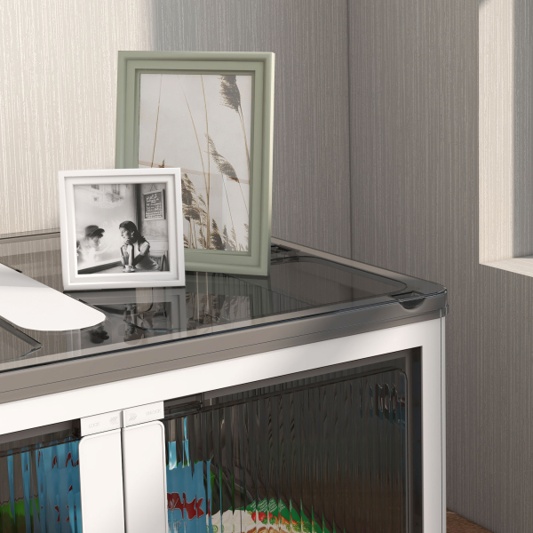 HOMCOM Caixa de Armazenamento Empilhável com Tampa 69L Caixa Organizadora Dobrável com Rodas 60x42x34 cm Branco - Image 8