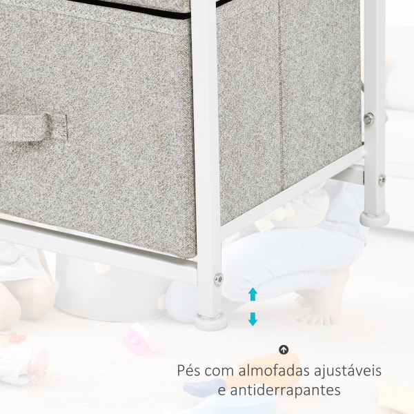 HOMCOM Cómoda Organizador com 4 Gavetas de tecido para sala de estar quarto 45x30x92cm - Image 5