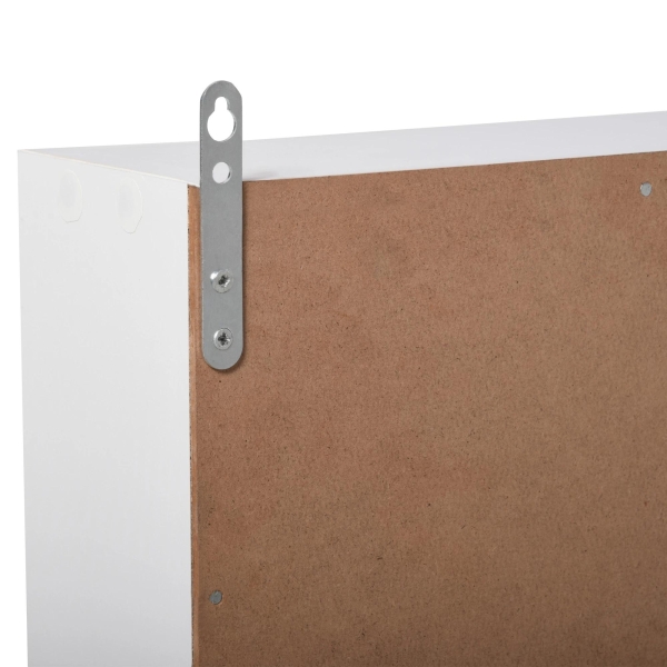 HOMCOM Vitrine de Parede de Madeira com Prateleiras Ajustáveis e 2 Portas Corredeiras de Vidro para Coleções Perfumes Bonecos de Decoração 80x9,5x60cm Branco - Image 8