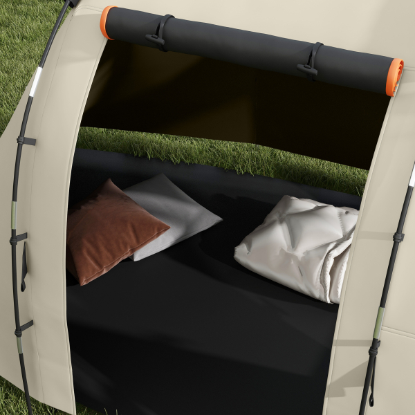 Outsunny Tenda de Campismo Familiar para 4-5 Pessoas com 2 Quartos 5 Portas e Bolsa de Transporte Impermeável 460x230x180 cm Caqui - Image 9