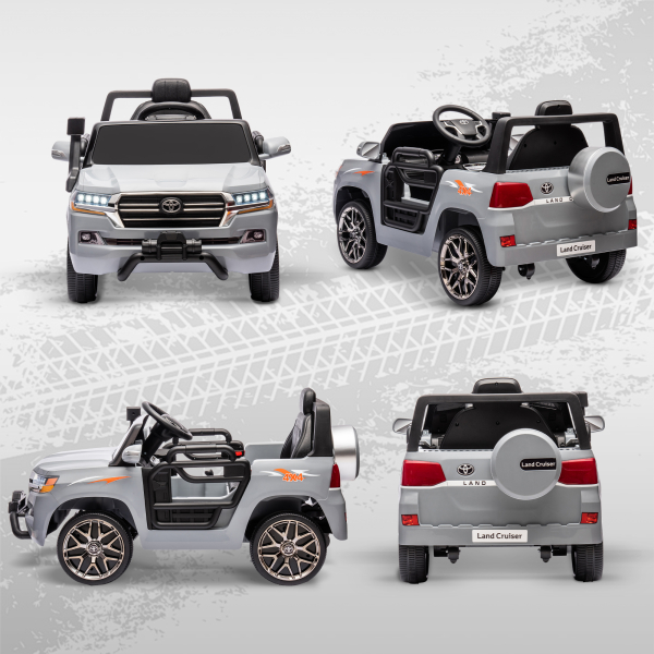 AIYAPLAY Carro Elétrico para Crianças Toyota Land Cruiser 12V com Faróis Buzina Arranque Lento e Música MP3 107x65x55,5 cm Cinza - Image 9