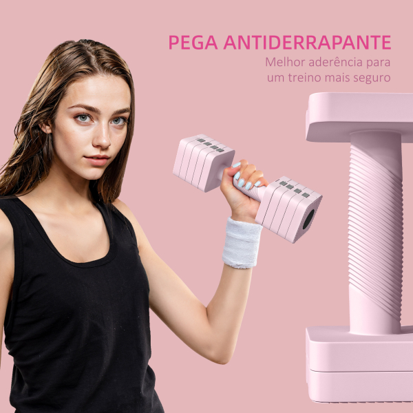 SPORTNOW Halteres Ajustáveis 5 kg Conjunto de Halteres com Pega Antiderrapante Conjunto de Halteres para Treino Rosa - Image 7