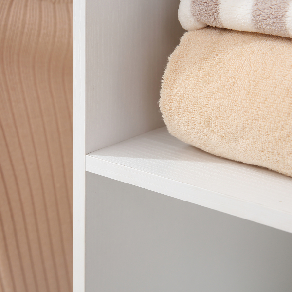 HOMCOM Roupeiro de Madeira Móvel Armário Roupeiro Aberto com 2 Barras para Pendurar e 3 Prateleiras Organizadoras 120x40x128 cm Branco - Image 8