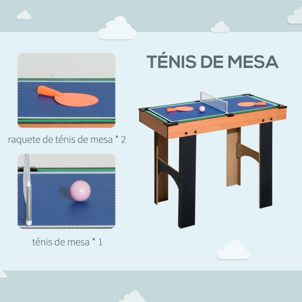 HOMCOM Mesa Multi-Jogos 4 em 1 Mesa de Jogos para Crianças acima de 6 Anos Matraquilho para Crianças Mesa de Bilhar Mesa de Ping-Pong 87x43x73 cm Madeira e Preto - Image 5