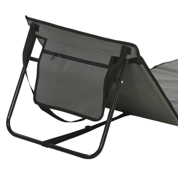 Outsunny Conjunto de 2 Esteiras de Praia Dobrável Esteiras Acolchoadas com Encosto Reclinável 142x51x40 cm Cinza - Image 7