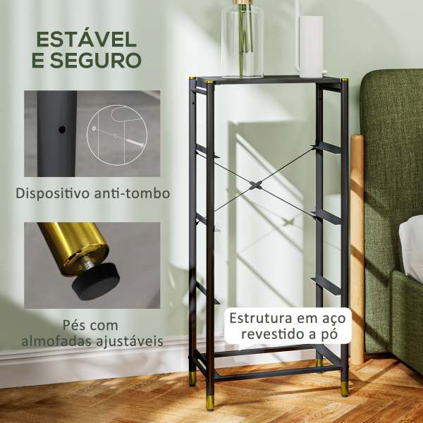 HOMCOM Cómoda para Dormitório Cómoda de Tecido com 4 Gavetas Dobráveis com Frentes de Couro PU 46x30x98 cm Preto - Image 6