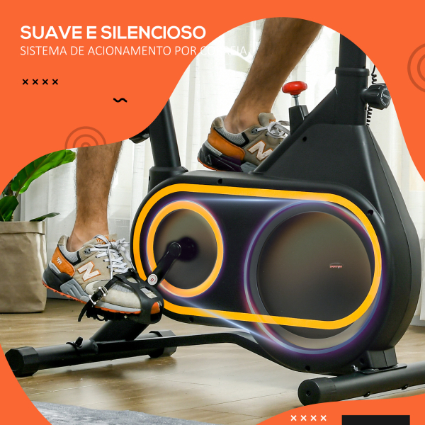 SPORTNOW Bicicleta Estática com Ecrã LCD Assento e Guiador Ajustáveis Volante 4 kg e Porta Garrafa  93x48,5x102-112 cm Preto - Image 5