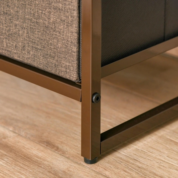 HOMCOM Cómoda de Tecido com 4 Cestos Removíveis e Dobráveis Base Elevada Móvel de Armazenamento para Dormitório Sala de Estar 31x29x99cm Multicor - Image 9