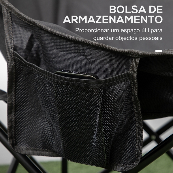 Outsunny Cadeira de Campismo Dobrável Cadeira de Pesca Portátil com Bolsa de Transporte e Estrutura de Aço 61x54x66 cm Preto - Image 5