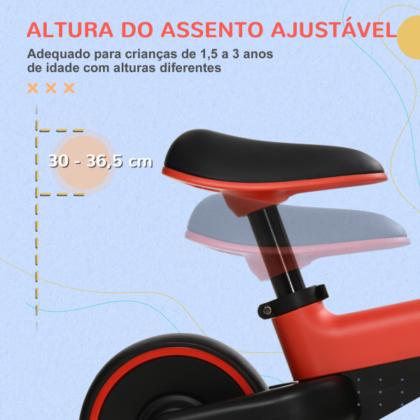 AIYAPLAY Bicicleta sem Pedais para Crianças acima de 18 Meses com Assento Ajustável em 30-36,5 cm Rodas de Ø19 cm 66,5x34x46,5 cm Vermelha - Image 5
