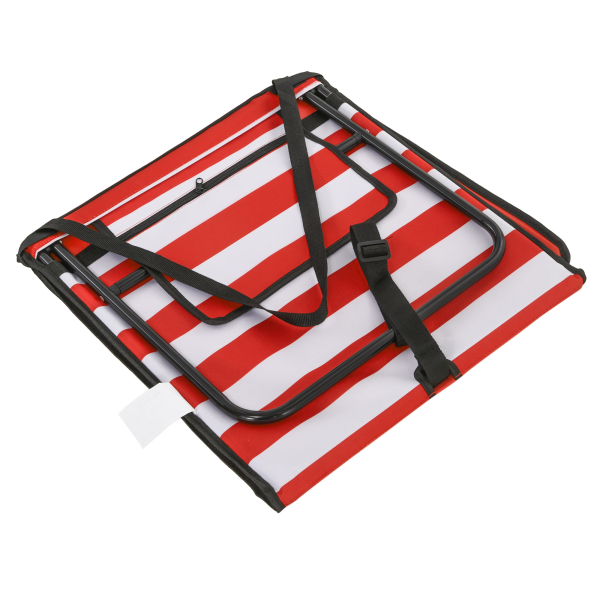 Outsunny Conjunto de 2 Esteiras de Praia Dobrável Esteiras Acolchoadas com Encosto Reclinável  142x51x40 cm Branco e Vermelho - Image 8