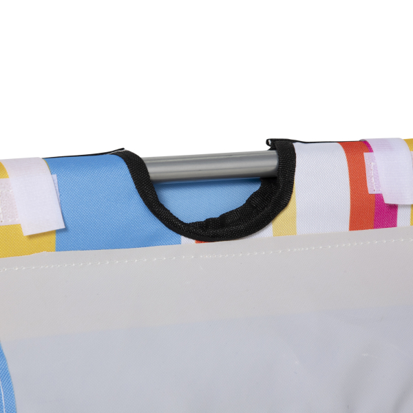 Outsunny Conjunto de 2 Esteiras de Praia Dobráveis 124x53x50cm com Encosto Ajustável e Apoio para a Cabeça Esteira de Praia Tecido Oxford Aço com Bolsa de Transporte Multicor - Image 8
