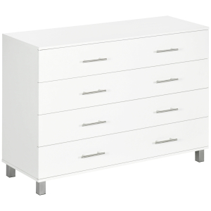 HOMCOM Cómoda com 4 Gavetas Cómoda de Dormitório de Estilo Moderno para Sala de Estar Entrada Corredor 112x38,2x81cm Branco