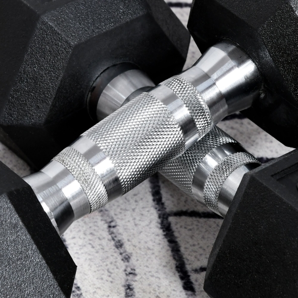 HOMCOM Conjunto de Halteres 12 kg com Barra Metálica e Cabeça Hexagonal para Treino em Casa Ginásio 28,8x11,5 cm Preto e Prata - Image 8