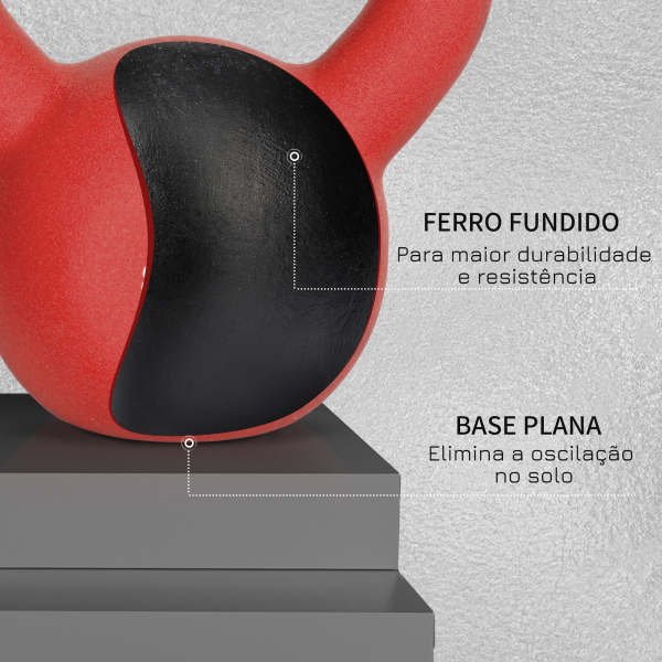 HOMCOM Kettlebell de 10 kg de Ferro Fundido Peso Russo com Revestimento de Neoprene para Treinamento de Força 18x11x20cm Vermelho - Image 6