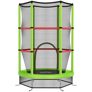 HOMCOM Trampolim Infantil Ø140x190 cm Trampolim para Crianças de 3-6 Anos com Rede de Segurança Carga 45 kg para Interior Verde