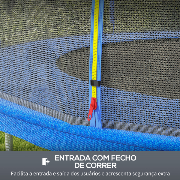 SPORTNOW Rede de Segurança para Trampolim Ø244 cm Rede de Substituição de Trampolins com Fecho de Correr para 6 Postes Azul - Image 5