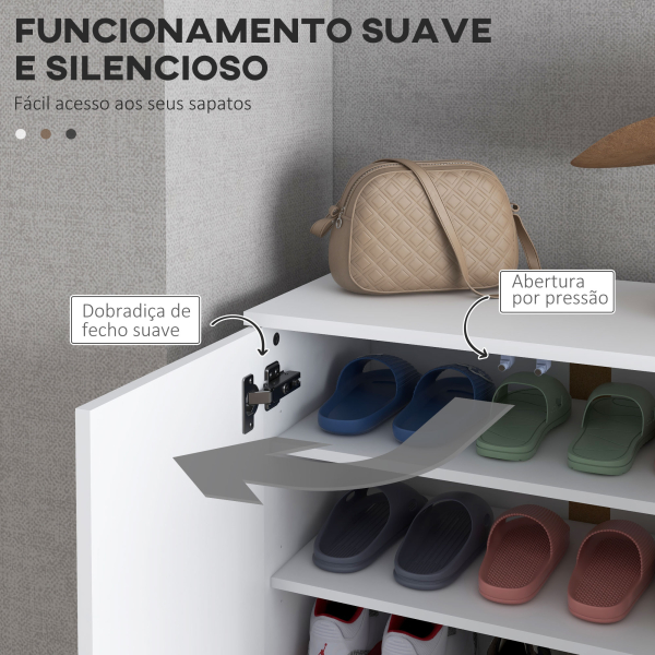 HOMCOM Sapateira com Espelho Móvel Sapateira para 18 Pares de Sapatos com Prateleiras Ajustáveis 60x32x95 cm Branco - Image 5