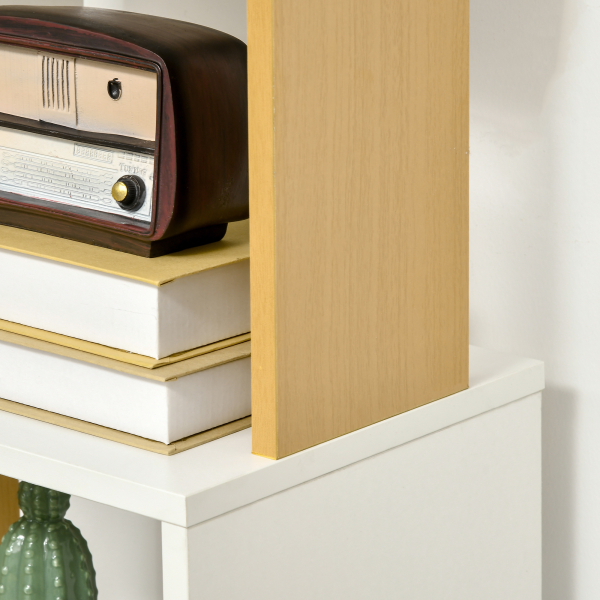HOMCOM Estante de Livros em Forma de S Estante com 5 Prateleiras Abertas para Sala de Estar Escritório Anti-Tombo 33x28x161cm Branco - Image 7