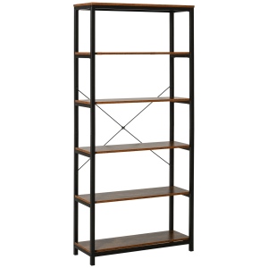 HOMCOM Estante estilo industrial com 6 prateleiras abertas para sala de estar Escritório 80x30x180 cm Castanho Rústico