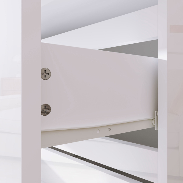 HOMCOM Cómoda com 4 Gavetas de Madeira Cómoda de Dormitório Cómoda Branca Estilo Moderno 55x33x80 cm Branco Brilhante - Image 8