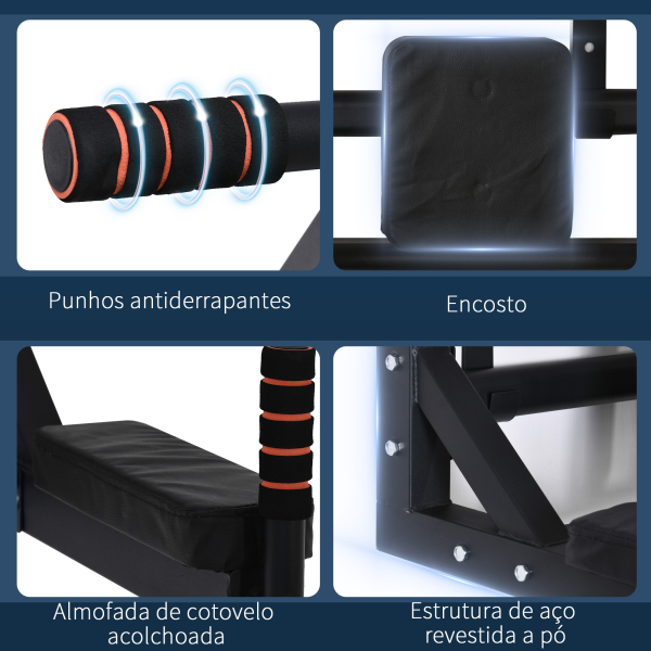 HOMCOM Barra de Elevações de Parede Barra de Pull Up de Aço Multifuncional para Treinos Fitness Treino em Casa Carga Máx.120kg  93x72x48cm Preto - Image 6
