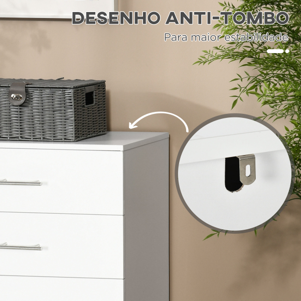 HOMCOM Cómoda com 4 Gavetas Cómoda de Dormitório de Estilo Moderno para Sala de Estar Entrada Corredor 112x38,2x81cm Branco - Image 6