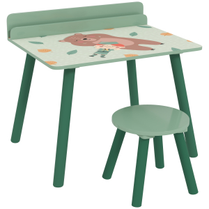 AIYAPLAY Mesa e Cadeira para Crianças com Prateleira para Livros Secretária para Crianças acima de 3 Anos Verde