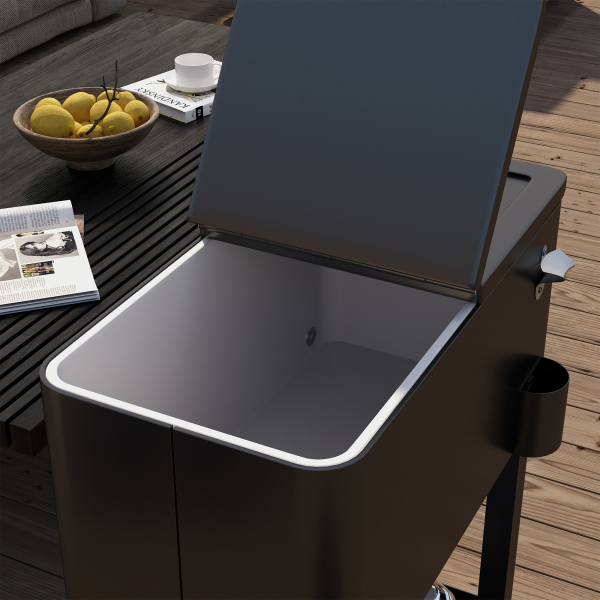 Outsunny Carrinho Refrigerador de Bebidas de 56L com Rodas Abridor de Garrafas e Prateleira para Pátio Festas 67x35x80 cm Preto - Image 8