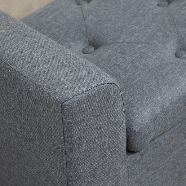HOMCOM Banco para Pé de Cama Acolchoado com Espaço de Armazenamento Banco Multifuncional com Braços Tampa e Pés de Madeira para Dormitórios Sala de Estar 116x44x58 cm Cinza - Image 9