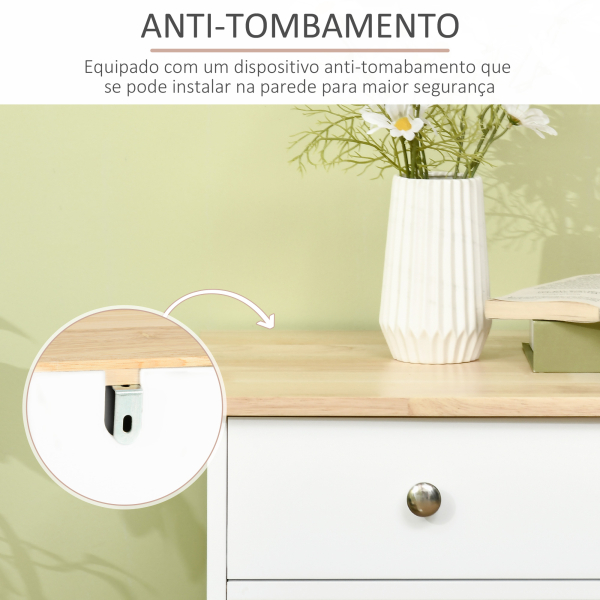 HOMCOM Aparador de Cozinha com 3 Gavetas 3 Portas e Prateleiras Ajustáveis Móvel Auxiliar de Armazenamento 101x40x85cm Branco - Image 7