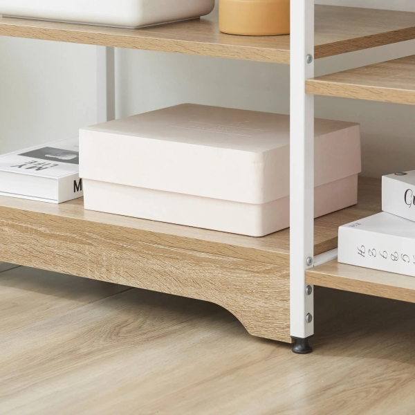 HOMCOM Estante Multiuso com 7 Prateleiras de Armazenamento para Utensílios Livros Plantas 90x40x95cm Madeira Natural - Image 8