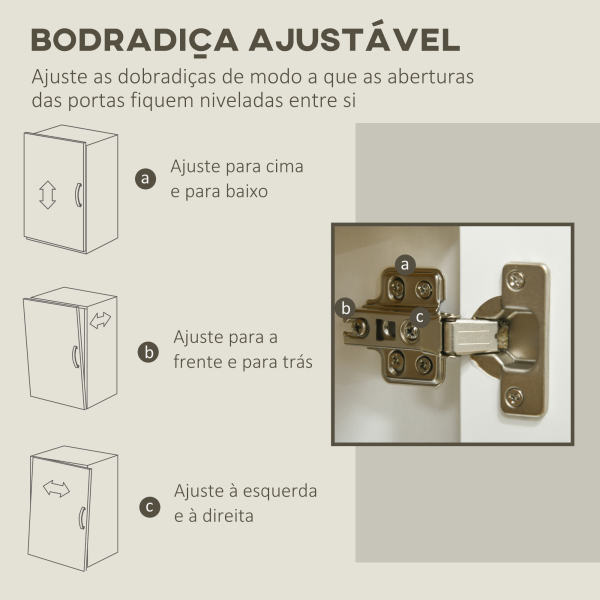 HOMCOM Aparador de Sala de Estar Armário de Armazenamento com 2 Portas e Prateleira Ajustável 80x37x75 cm Branco e Madeira - Image 6