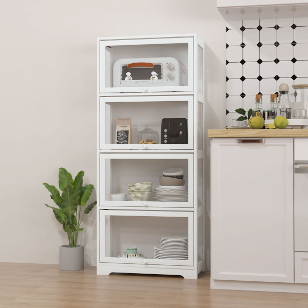 HOMCOM Vitrine Colecionador de 4 Níveis Vitrine Sala de Estar com Portas Abatíveis de Acrílico Anti-Tombo 59x30x139 cm Branco - Image 6