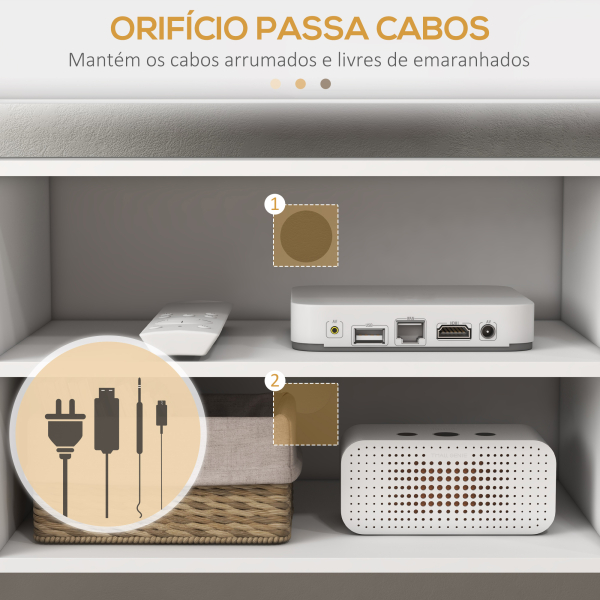 HOMCOM Móvel de TV para Televisores de até 55 Polegadas com 2 Portas 2 Prateleiras de Armazenamento 120x34x50cm Branco - Image 5