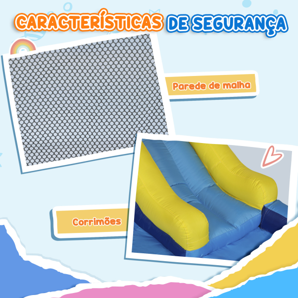 AIYAPLAY Castelo Insuflável com Insuflador 5 em 1 com Escorrega Piscina  Parede de Escalada e Canhão de Água 360x250x195 cm Multicor - Image 6