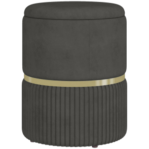 HOMCOM Banco de Armazenamento para Dormitório Puff de Arrumação Estofado em Veludo com Pés Antiderrapantes Ø36x44 cm Cinza
