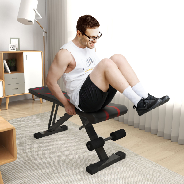 SPORTNOW Banco de Abdominais Ajustável Banco de Musculação Dobrável para Treino de Corpo Completo 82x35x42,5-107 cm Preto - Image 7