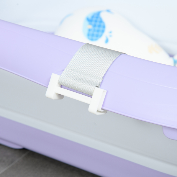 ZONEKIZ Banheira para Bebé Recém Nascido Dobrável 40L com Almofada Pés Antiderrapantes e Orifício de Drenagem 83x48x23,5 cm Roxo - Image 9