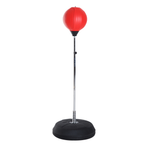 HOMCOM Saco de Boxe de Pé Punching Ball com Altura Ajustável em 4 Níveis Base Preenchível e Luvas Ø43x126-144 cm Vermelho e Preto