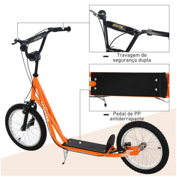 HOMCOM trotinete para crianças acima de 5 anos de altura ajustável com pneus Freio laranja - Image 7