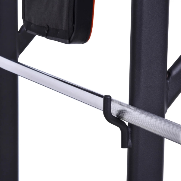 HOMCOM Estação de Musculação Multifuncional Torre de Treinamento com Altura Ajustável com Banco Dobrável Barra de Elevação para Fitness 220x98x181-229cm Preto - Image 7