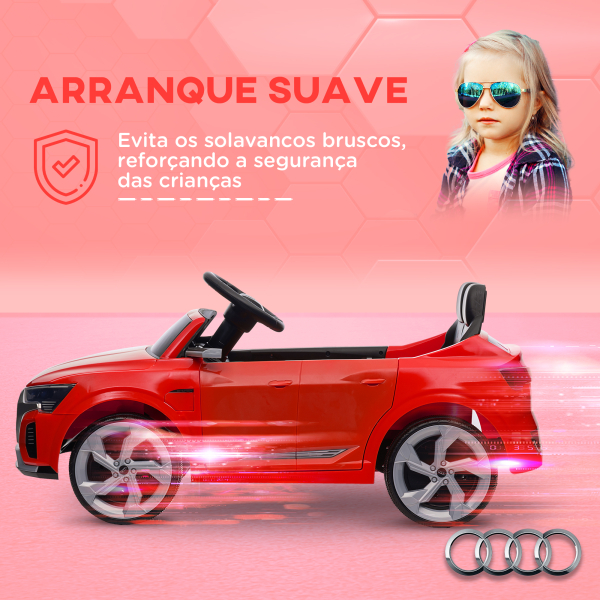 AIYAPLAY Carro Elétrico para Crianças Carro Audi Q8 Etron Sportback Infantil 12V Faróis Buzina e Música 98x49,5x43 cm Vermelho - Image 7