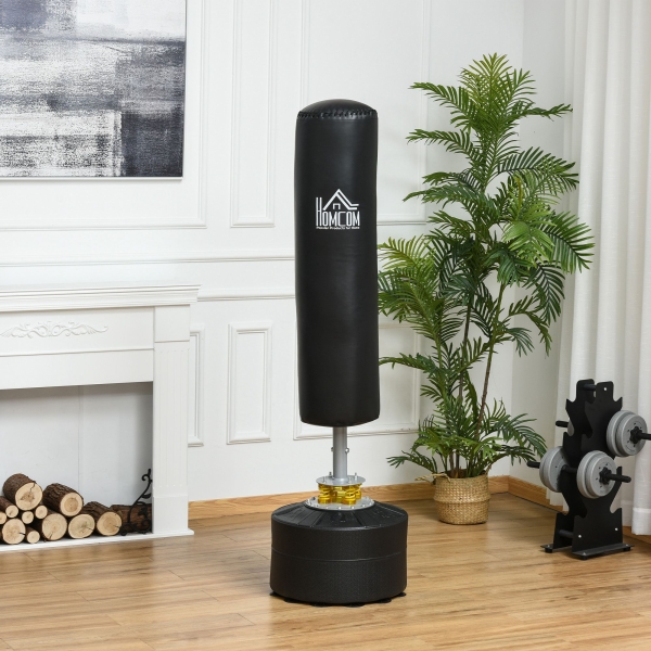 HOMCOM Saco de Boxe de Pé para Adultos 170 cm Altura Ajustável em 3 Níveis Punching Ball com Base Preenchível  Ø50x 170 cm Preto - Image 2