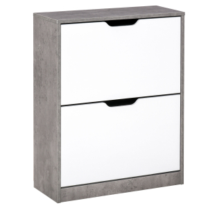 HOMCOM Sapateira Moderna com 2 Prateleiras Abatíveis para 8 Pares de Sapatos Sapateira Estreita 62,5x26x81 cm Cinza