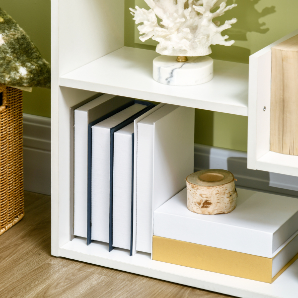 HOMCOM Estante para Livros de 6 Níveis Estante com 11 Compartimentos Abertos Anti-Tombo 61x21,6x162,6cm Branco - Image 7