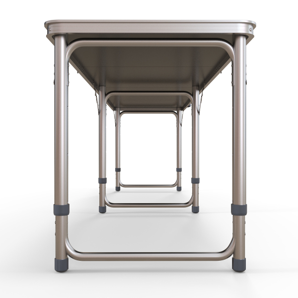 Outsunny Mesa de Exterior Portátil Mesa de Piquenique Dobrável com Altura Ajustável para Campismo 240x60x54-70 cm Preto e Prata - Image 9