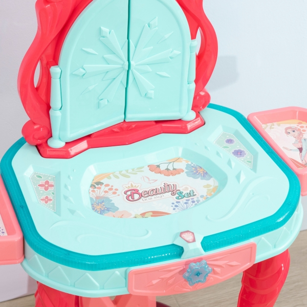 AIYAPLAY Toucador Infantil com Banco Espelho Luz Música e Secador Inclui 18 Acessórios Toucador de Maquilhagem 57x34x76cm Multicor - Image 9