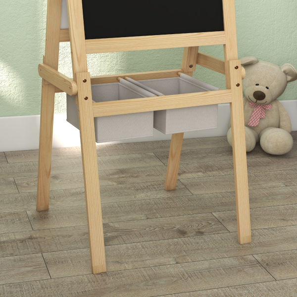 AIYAPLAY Cavalete para Crianças 3 em 1 com Quadro preto e Quadro Branco para Desenhos com Rolo de Papel 58x50,5x109 cm Madeira - Image 7