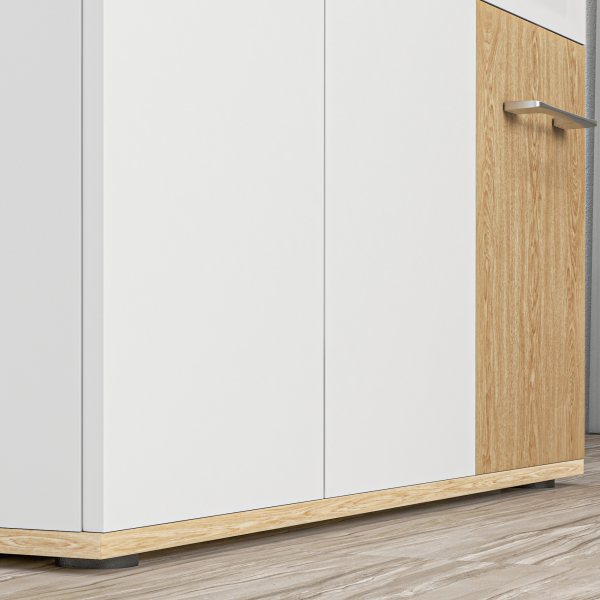 HOMCOM Aparador Sala de Estar Moderno com 2 Gavetas 2 Armários e Prateleiras Ajustáveis 90x30x75,5 cm Branco e Madeira - Image 9